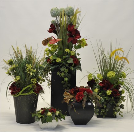 Serie kerstbloemstukken